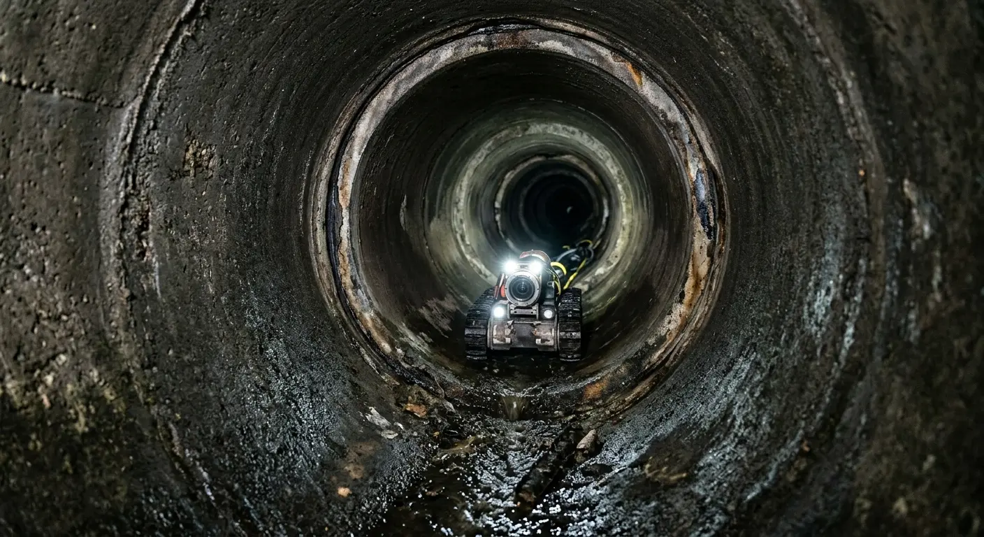 Robotic sewer camera inspecting pipe interior for Sewer Line Repair in Fremont